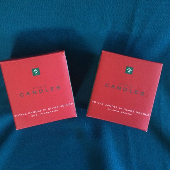 Avon Christmas Pair of Candles Scented Peppermint Holiday Greens 2000 - Picture 4 of 7